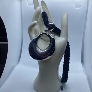 Chico’s large Silver pendant rope necklace